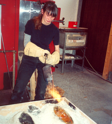 hot glass casting_using a gas flame